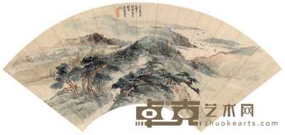 陈思萱 1957年作 峡江帆影 扇片 